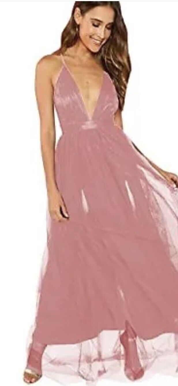 Floerns Womens Spaghetti Strap Maxi Cocktail Party Dress Pink Sz M (7)