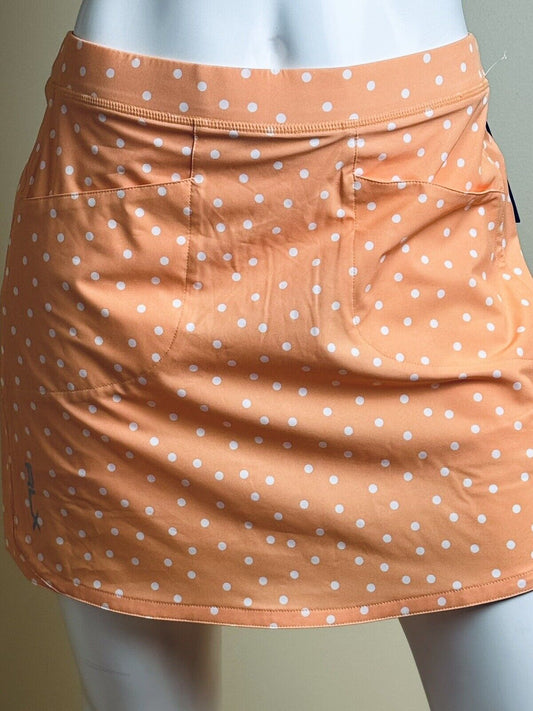 Ralph Lauren RLX Golf Skirt Skort Women's Orange Polka Dots Sz S. (63)