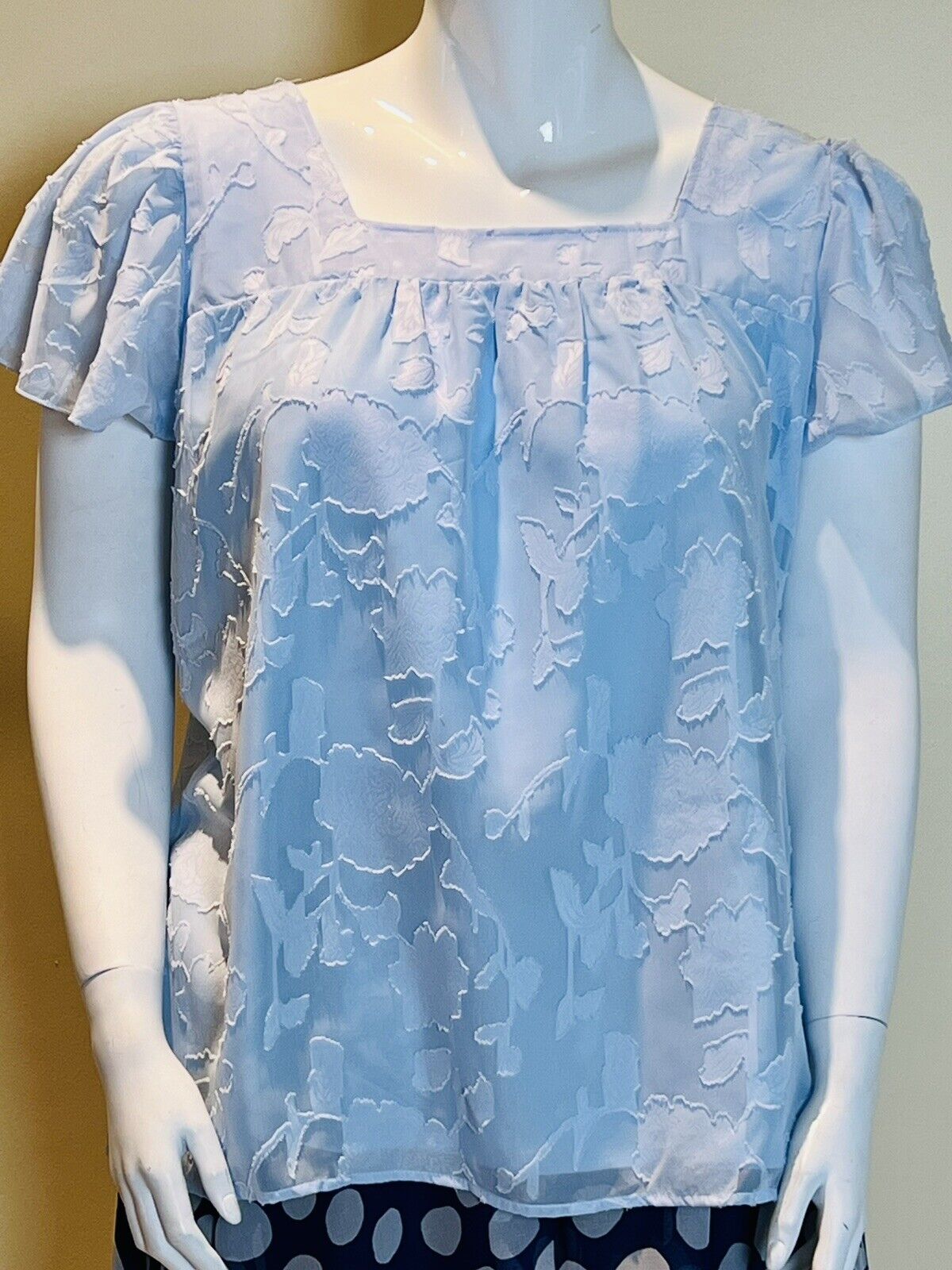 Women’s Top Lace Short Sleeve Blouse Sz 2XL Blue (6)