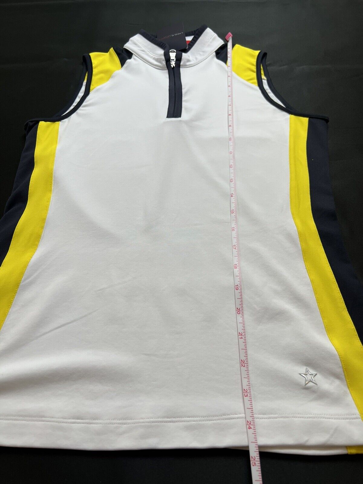 Lohla Sport White Yellow Trim Sleeveless Shirt Golf tennis top Sz S