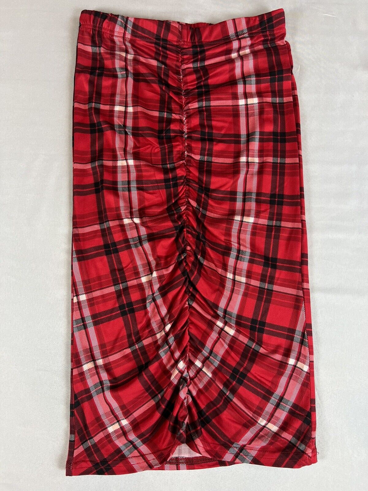 JOLIE & JOY Woman’s Plaid Long Stretch Skirt Sz M Red