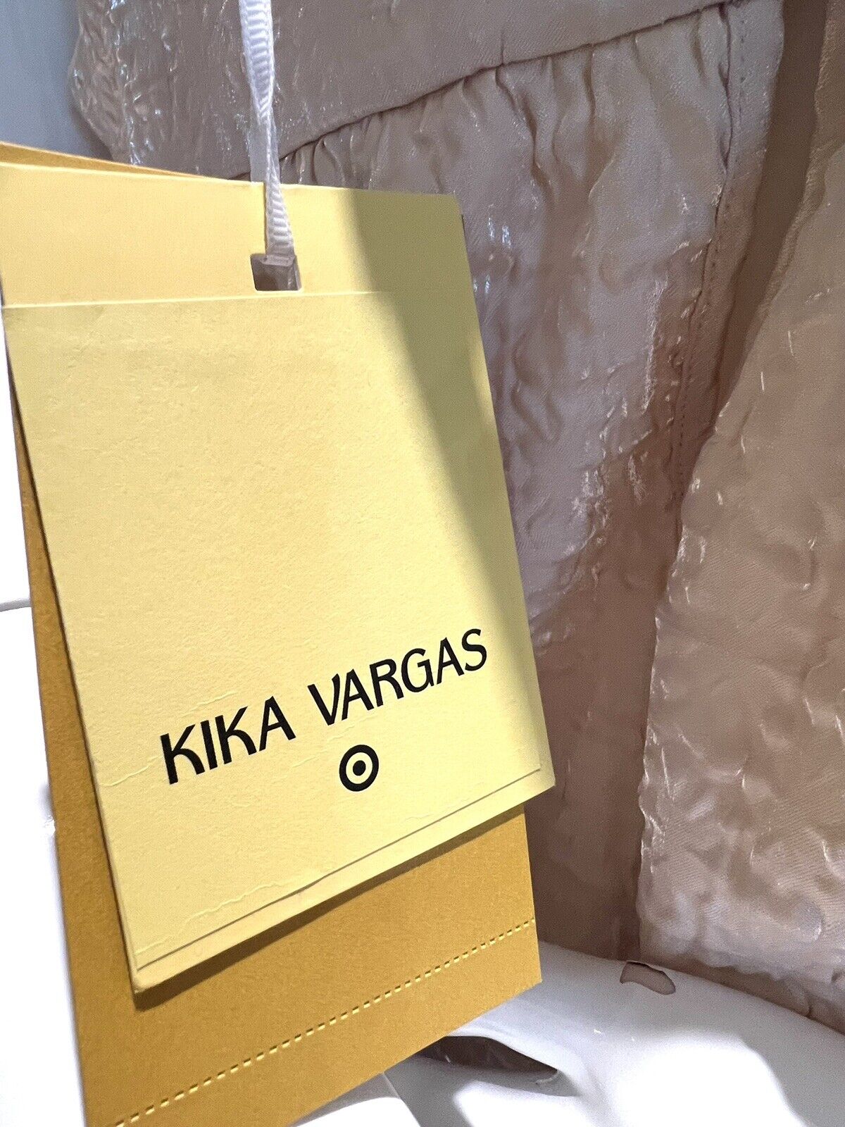 Kika Vargas Midi Dress Textured Empire Waist Cream Women Sz 1X