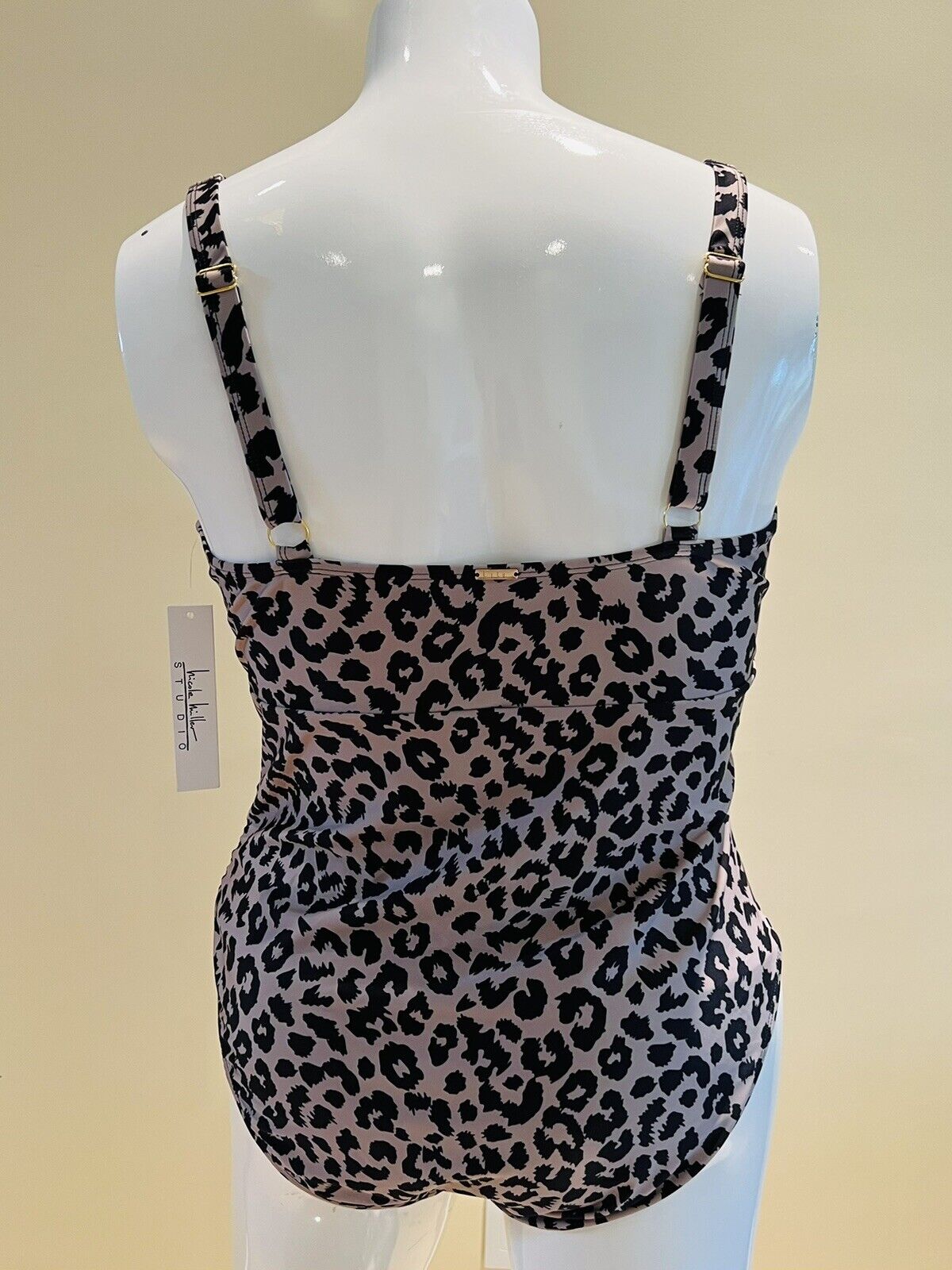 Nicole Miller One Pc Swimsuit Leopard Print Sz 2X