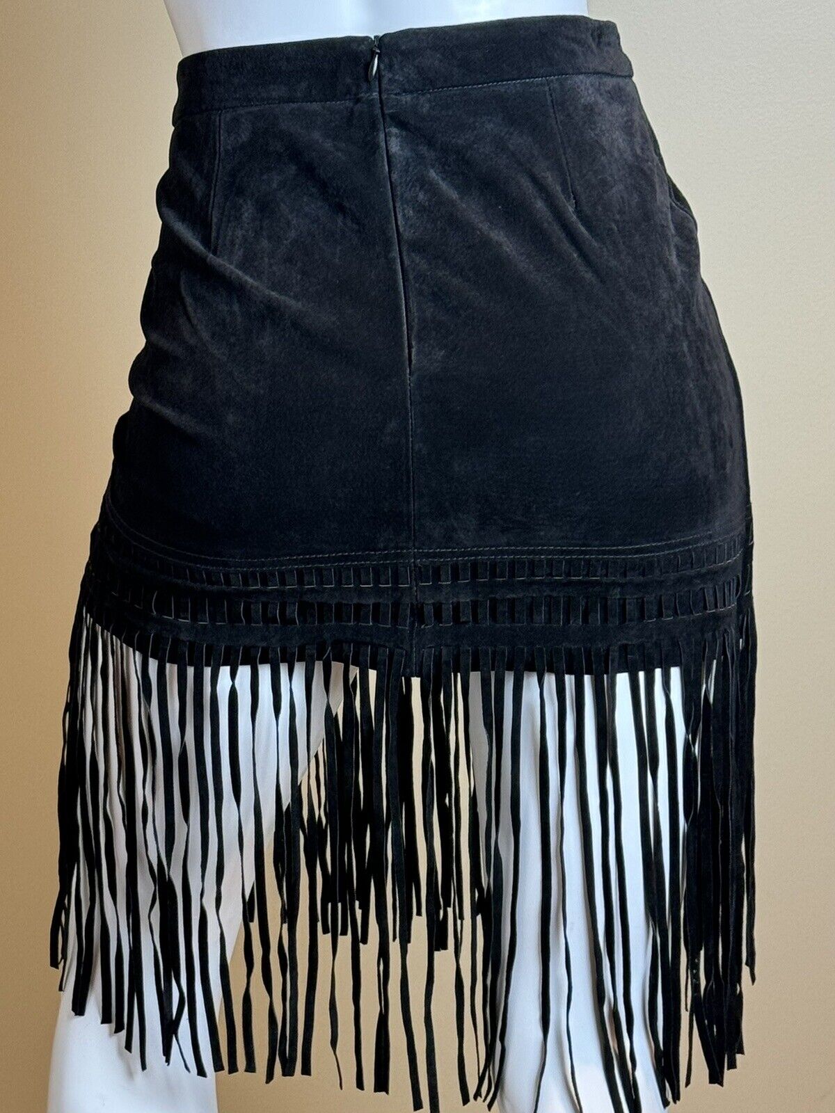 BlankNYC Women’s Fringe Skirt 100% Leather  Black Size 25/US 2