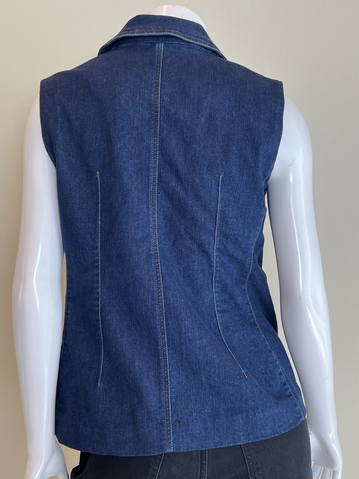 Gloria Vanderbilt Vest Denim Women's Sz 4 Blue Jean Top (3)