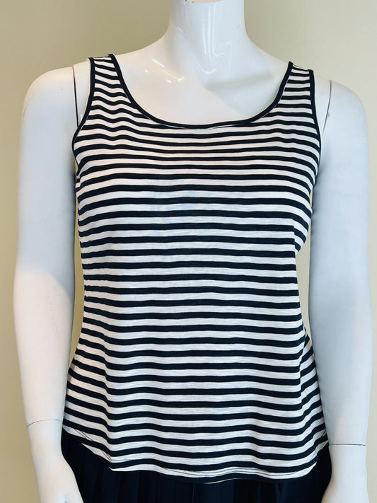 $88 NZT by Nic+Zoe Women's Black White Stripe Scoop Tank Top Size XL (9)