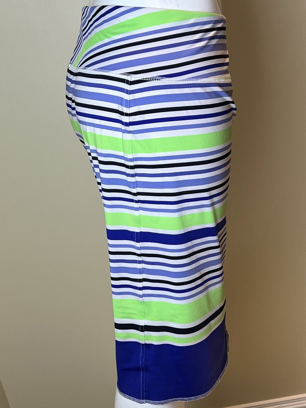 JOFIT NWT Slip On Navy White Green Striped Stretch Pencil Skirt Size S. (50)