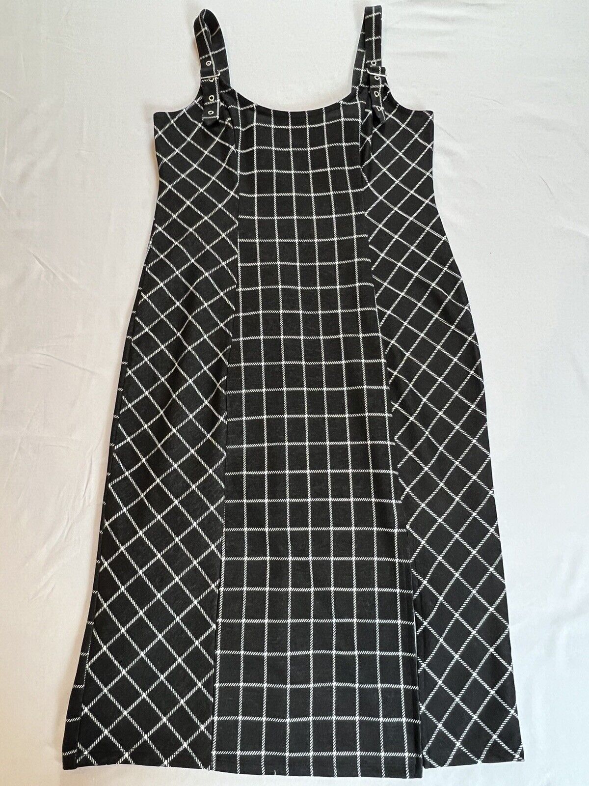 AUW Women’s Plaid Black White Casual Dress Sz L