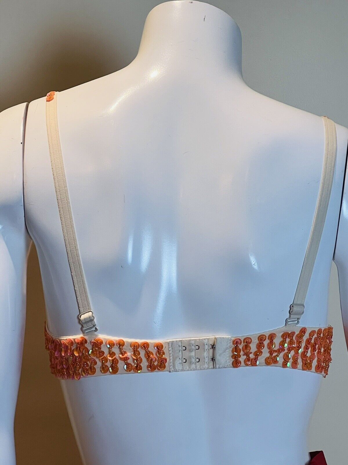 Women's Sequin Bra Sparkle Shiny Glitter Bralet Bra Top Sz 34B Orange (6)