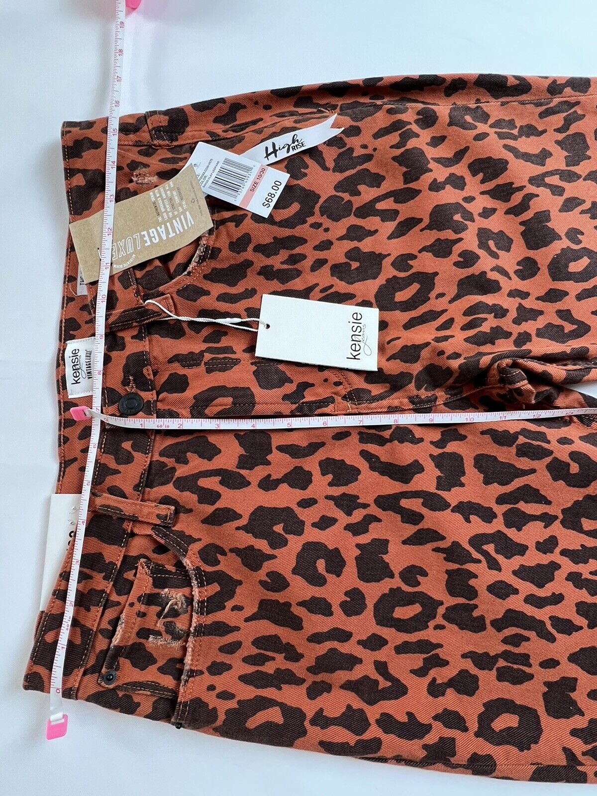 Kensie Vintage Luxe The Ultimate High Rise Skinny Leopard Print Jeans Size 10/30