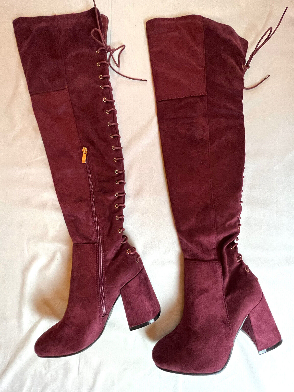 Nature Breeze Linden Marron Red Suede Women's Boots US Size 7