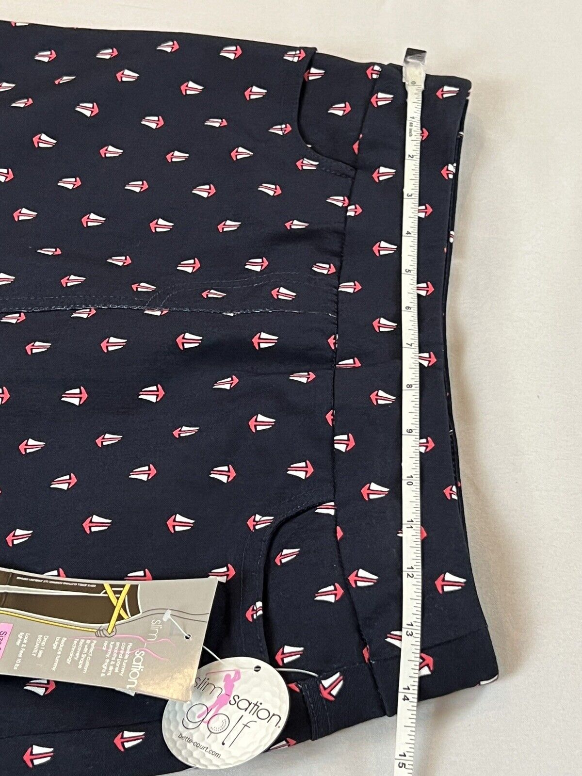 Slim-Sation Women’s Golf Skort Nautical Print Sz 6 Navy