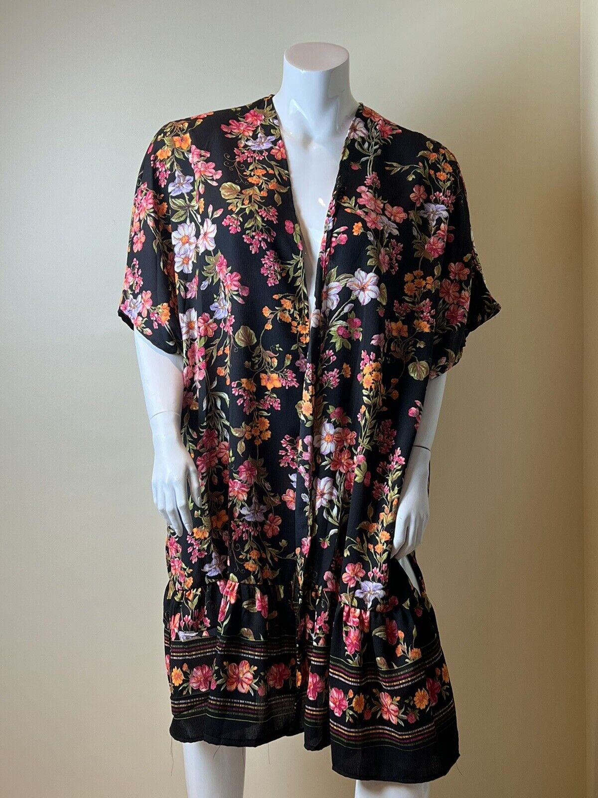 Time and Tru WOMEN'S Sz L/XL KIMONO/COVER UP Multicolor floral