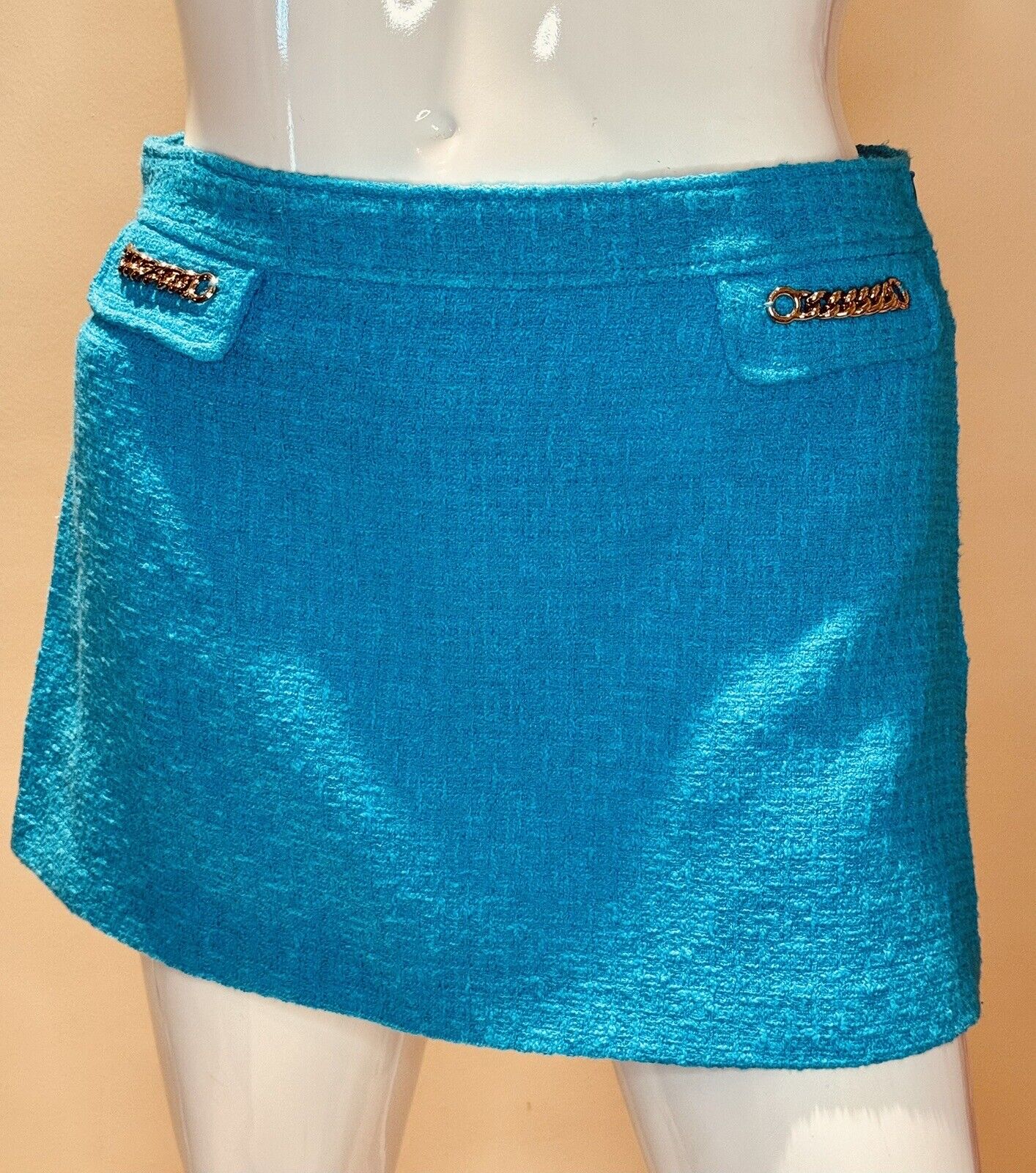 Zara Chain Trim Mini Skirt Turquoise Size 2XL. (76)