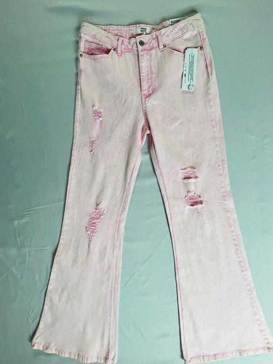 Madden NYC JEANS Women’s Ladies Sz 11 PINK HIGH RISE FLARE Jeans