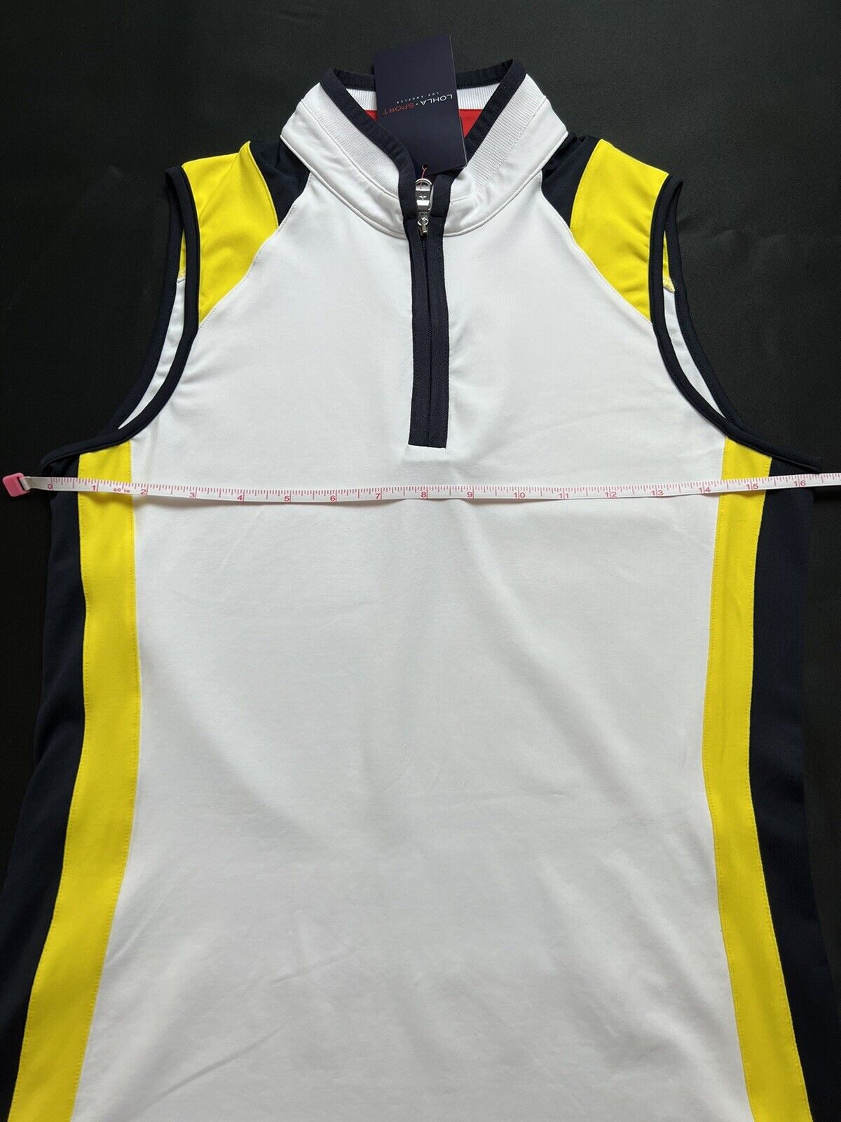 Lohla Sport White Yellow Trim Sleeveless Shirt Golf tennis top Sz S