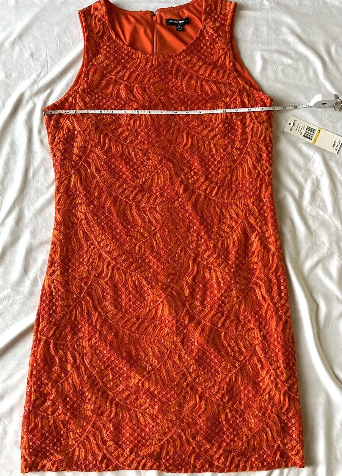 Shagarano Women's Orange Round Neck Crochet Lace Maxi Dress Sz 14 $118 MSRP