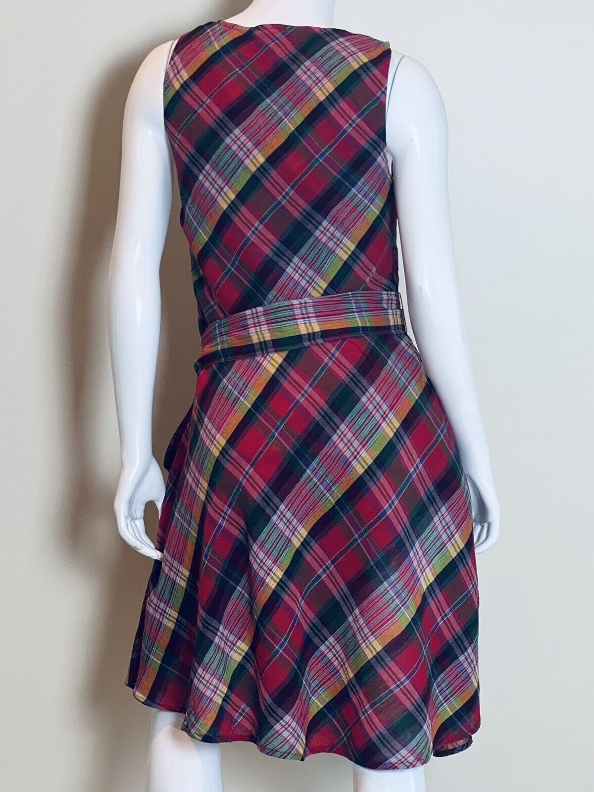 Ralph Lauren Women’s Plaid Cotton Sleeveless Dress Sz 8 Multicolor (2#)