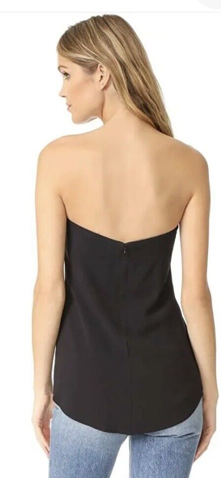 THEORY Black Zalballa Rosina Crepe Strapless Top Size 0 $265 MSRP