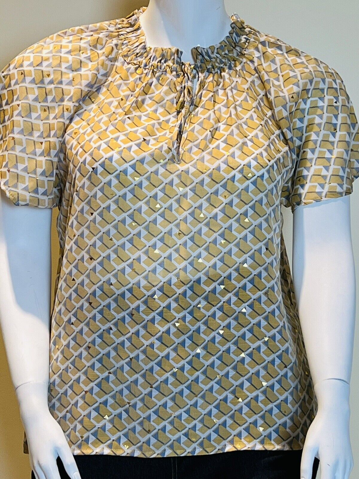 SHINE Women’s Yellow Short Sleeve Top Blouse Size XL