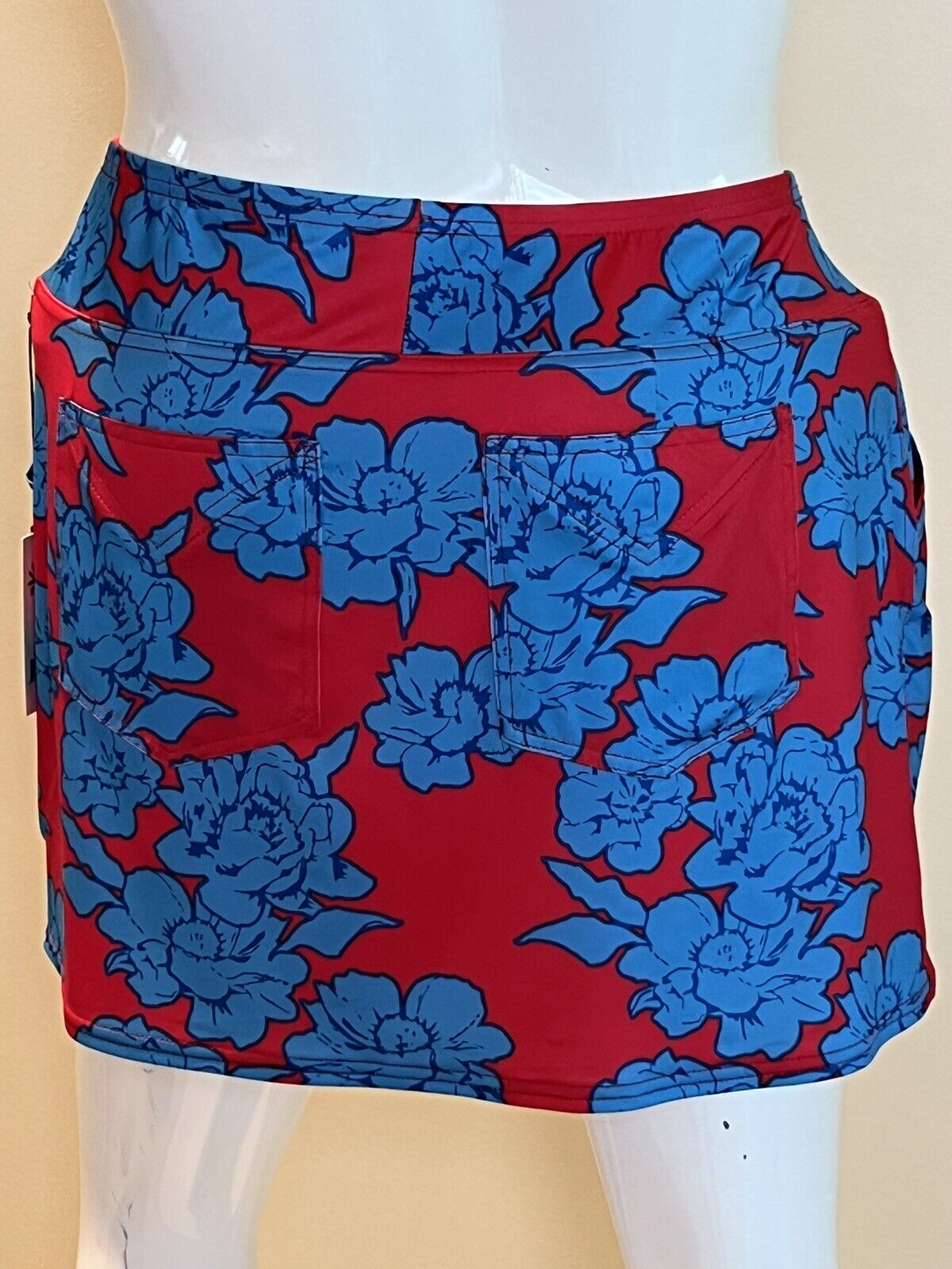 Jofit Women's Skort Skirt Golf Tennis Red Blue prints floral Size XL