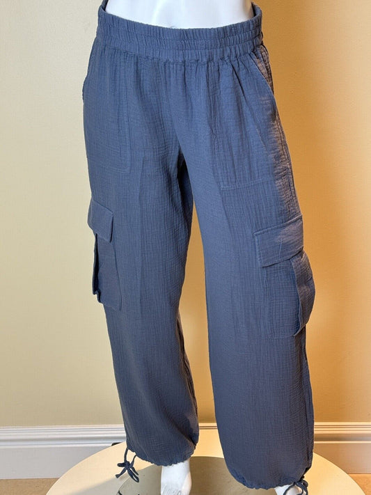 Indigo Rein Gray Cargo Cotton Loose Pants Sz M. (70)