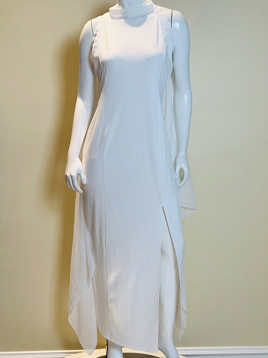 Women’s Sz L White Kimono Lace Sleeveless Long Dress (6)