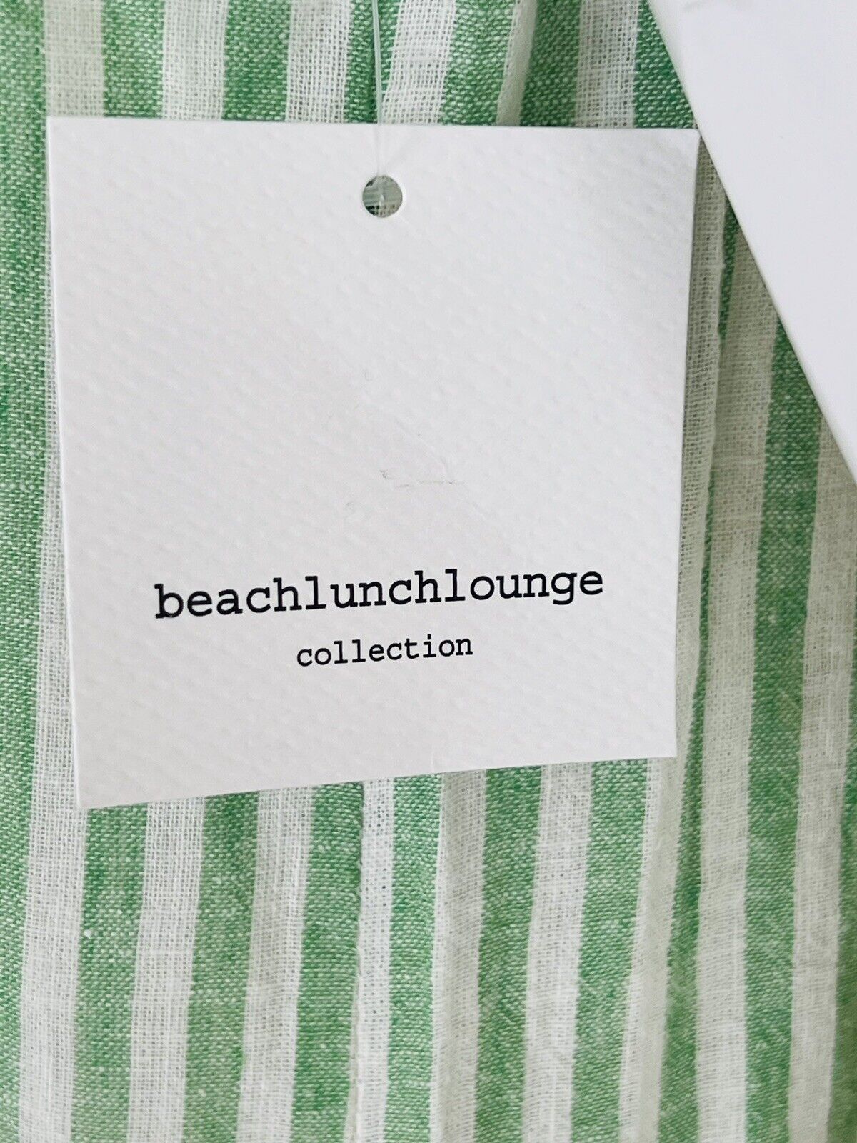 Beach Lunch Lounge Women’s Sz M Collar Lined Striped Green/White Dress (#1)