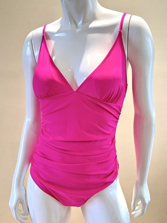 One Pc Swimsuit Neon Pink swimwear Sz L Bathing suit