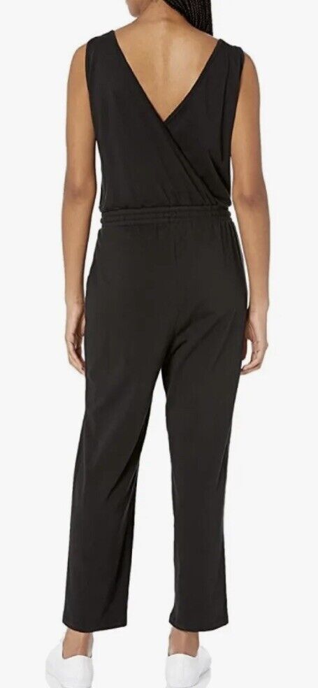 Calvin Klein Women's Black Sleeveless Jumpsuit Size Large LOGO MSRP $99 (#1)