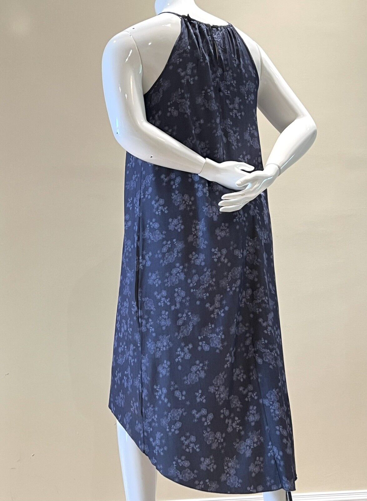 Mlle Gabrielle Women's Blue Floral Sleeveless Maxi Dress Sz L