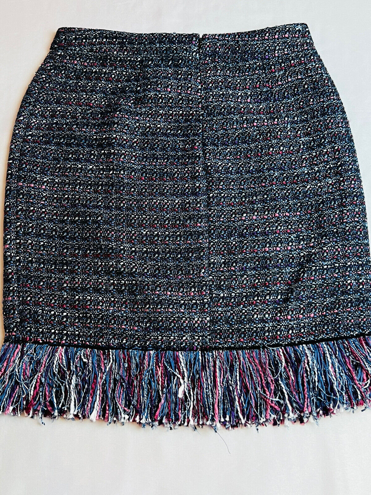 FOR THE REPUBLIC Women's Tweed Wool Blend Fringed-hem Pencil Skirt Sz 8P Multi