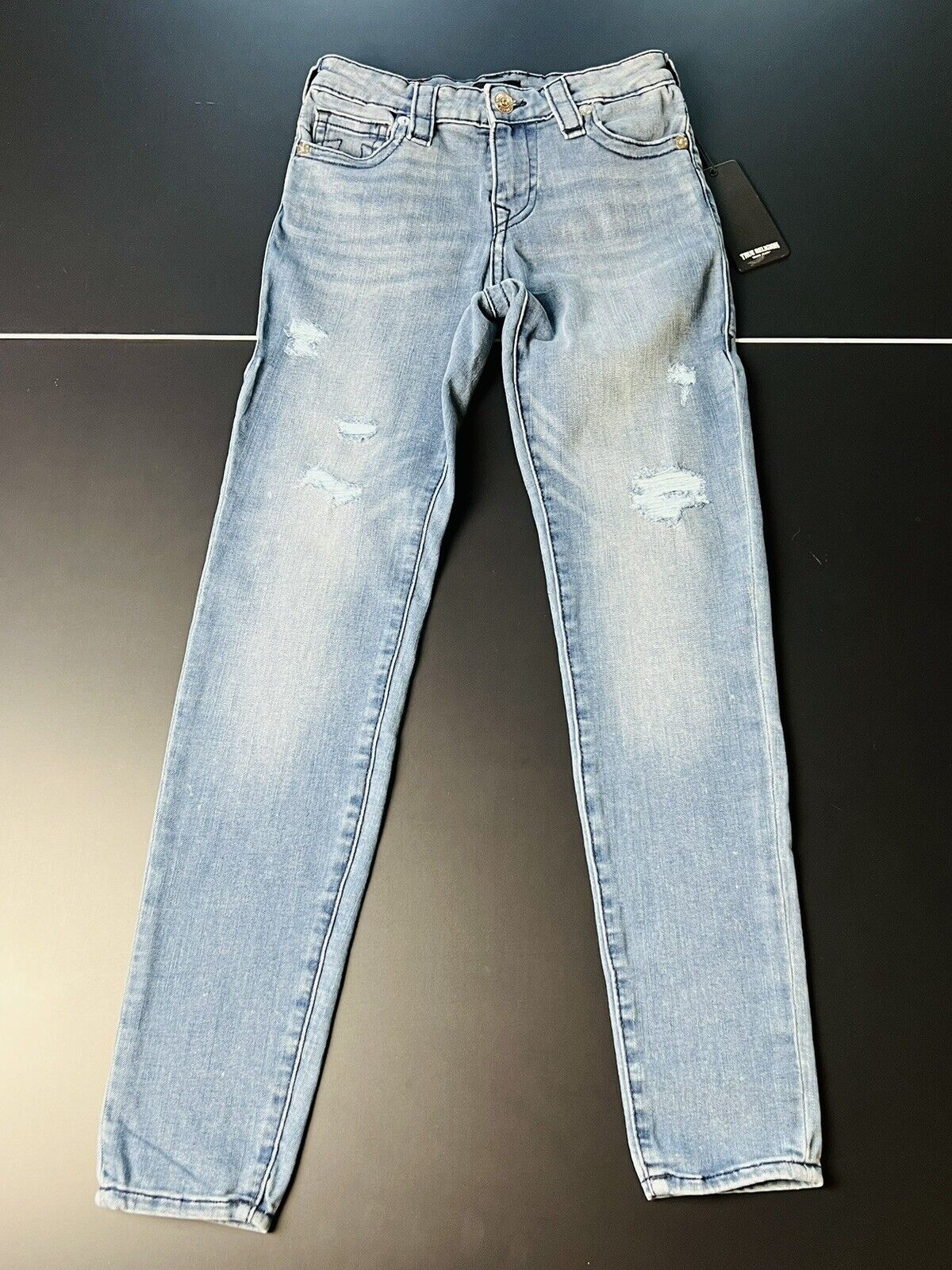 True Religion Women's Sz 26 Medium Blue Denim Jeans $179 MSRP