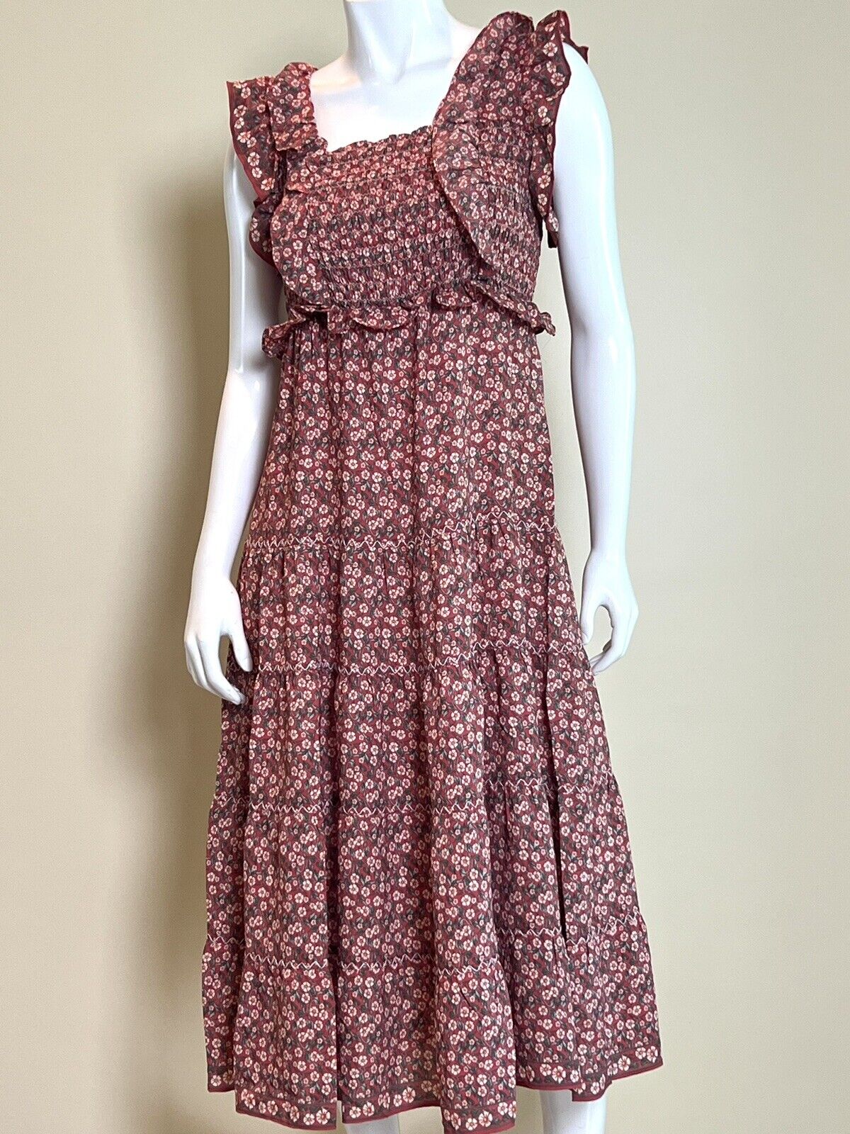 Max Studio Blush Floral Red Maxi Dress Sz S $178 Retail