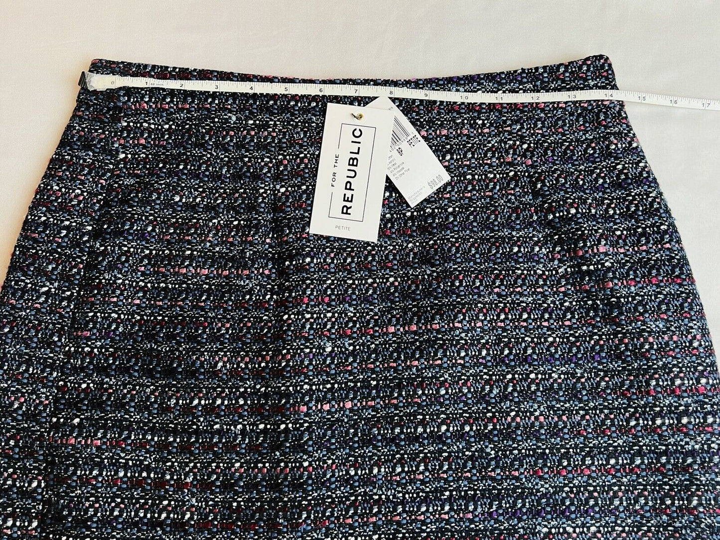 FOR THE REPUBLIC Women's Tweed Wool Blend Fringed-hem Pencil Skirt Sz 8P Multi