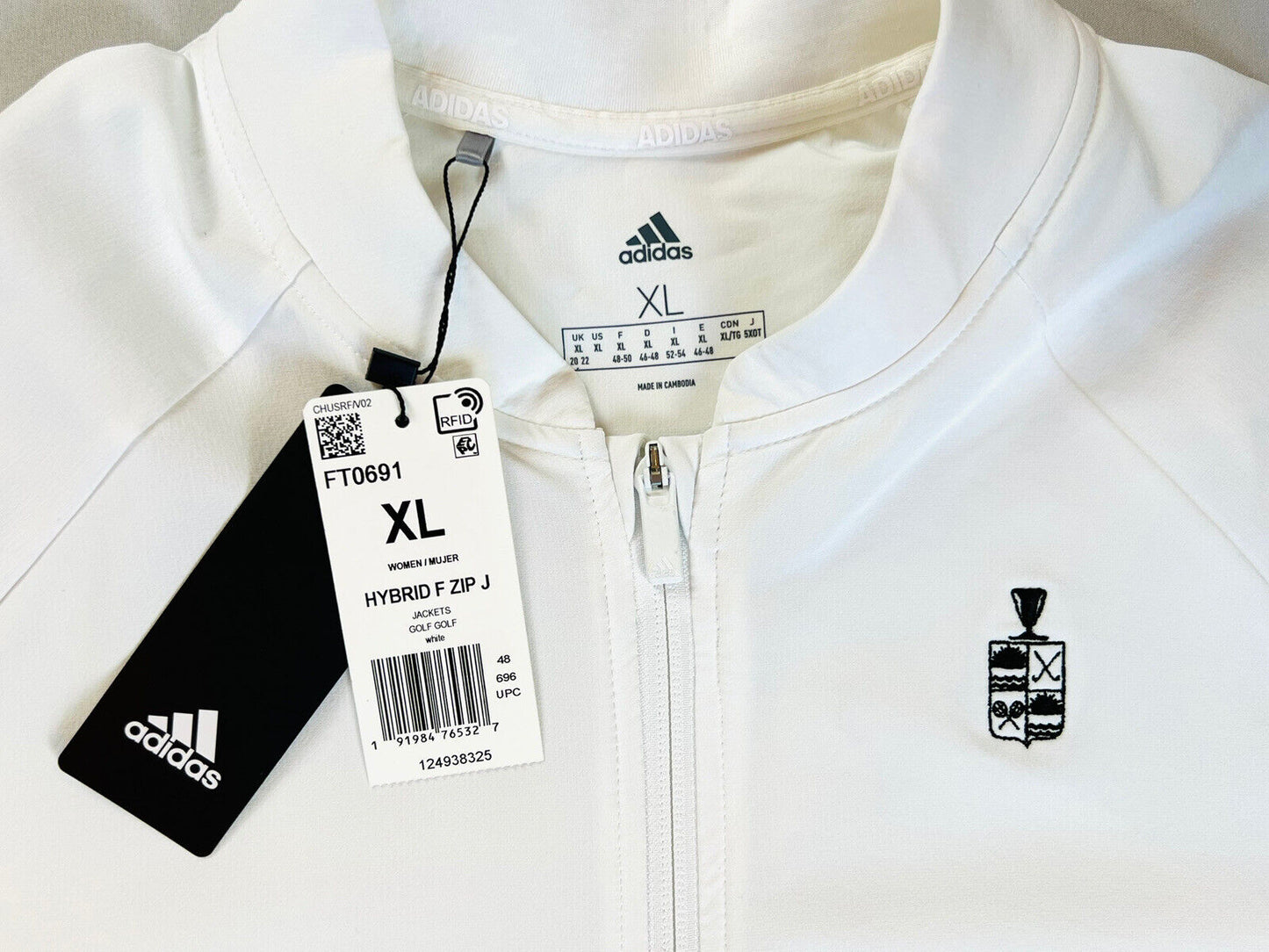 adidas Women’s Golf Sweatshirt White Full Zipper Size M