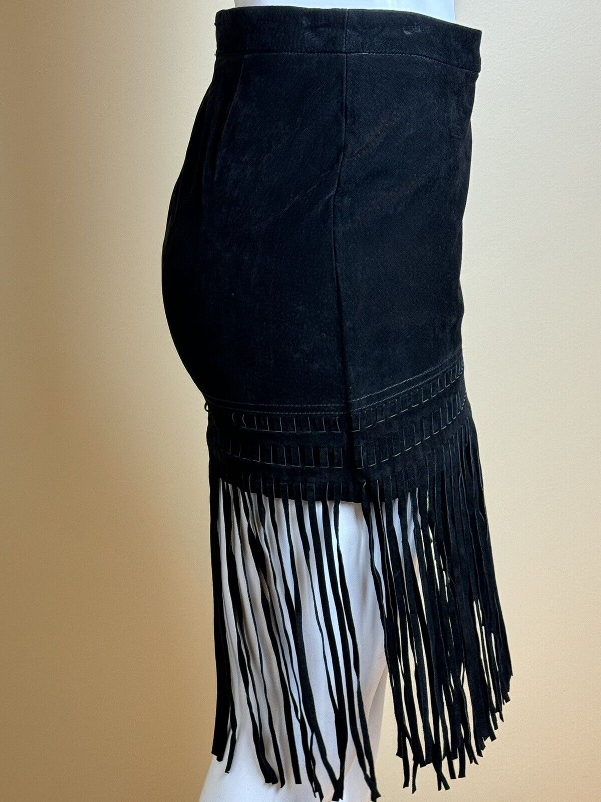 BlankNYC Women’s Fringe Skirt 100% Leather  Black Size 25/US 2