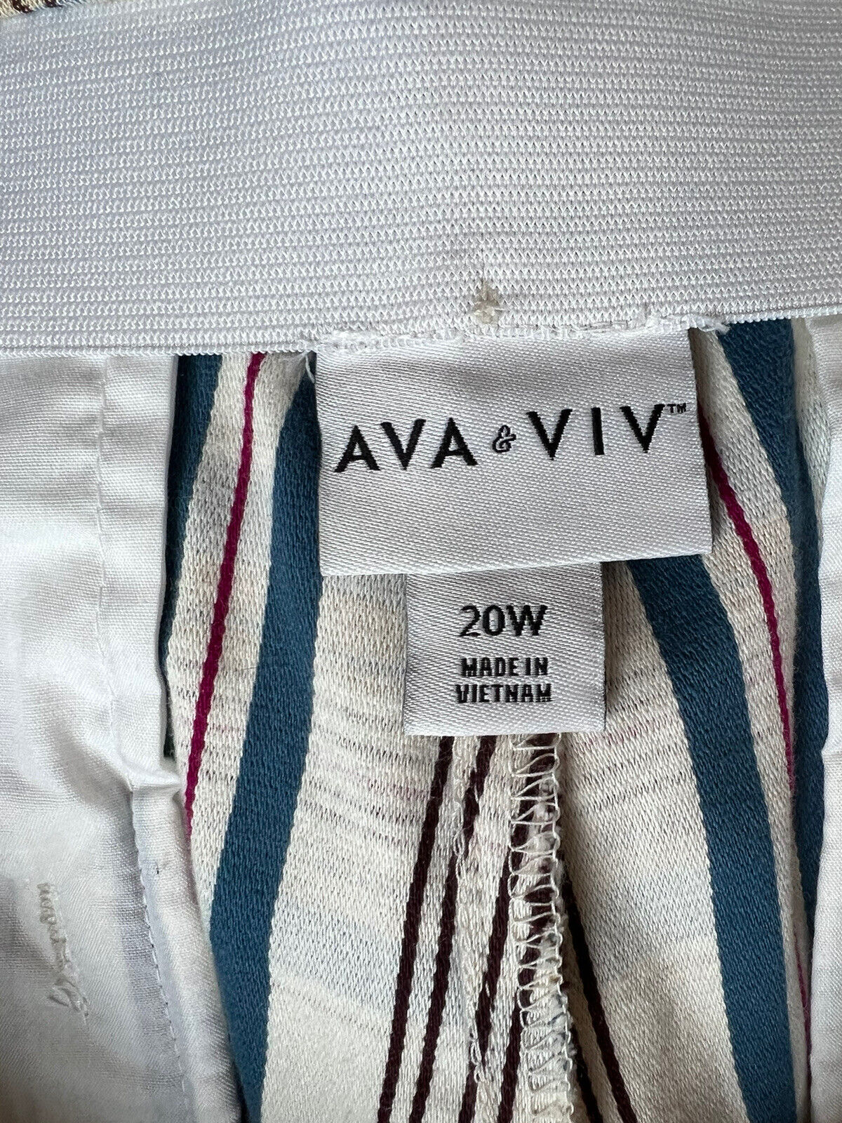 Ava & Viv Women’s Pants Plaid Ankle Mid-Rise Comfort Waist Multicolor Sz 20W