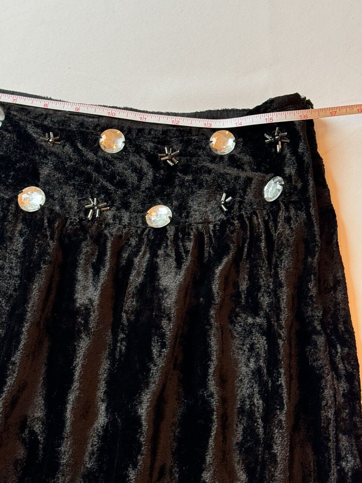 Temptation Long Boho Black Skirt W/Rhinestone Sz XL  (56)