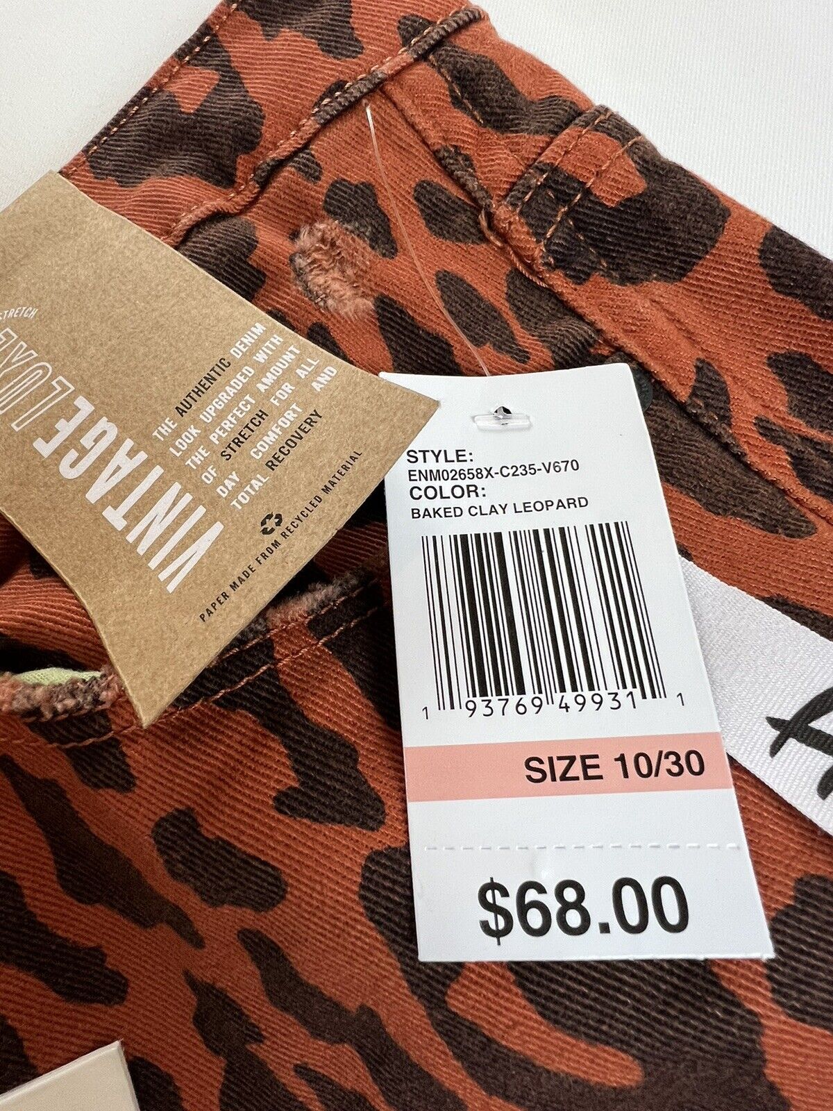 Kensie Vintage Luxe The Ultimate High Rise Skinny Leopard Print Jeans Size 10/30