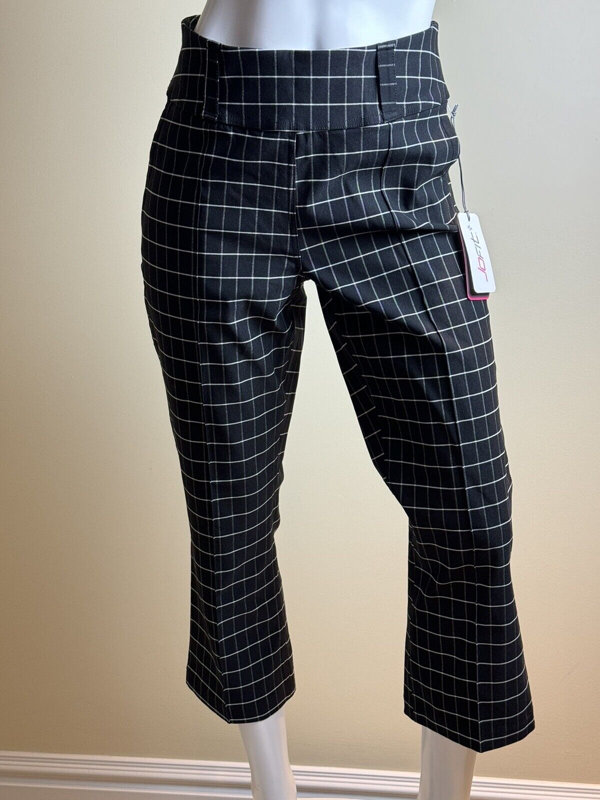 JOFIT Women’s Golf Pants Stretch Black White Checkered Sz S  (74)