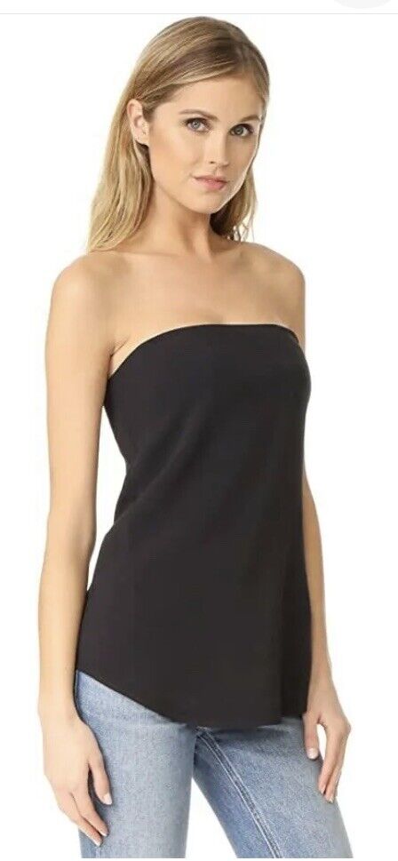 THEORY Black Zalballa Rosina Crepe Strapless Top Size 0 $265 MSRP