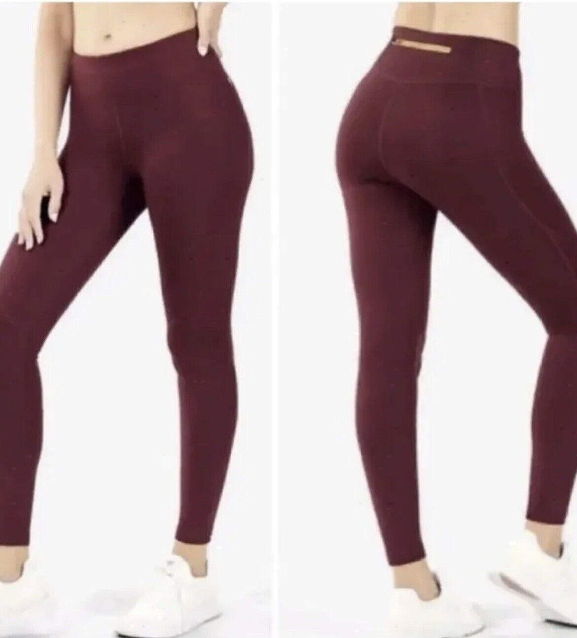 Fabletics Women’s Mid-rise cold weather leggings Marron Sz M Red pants