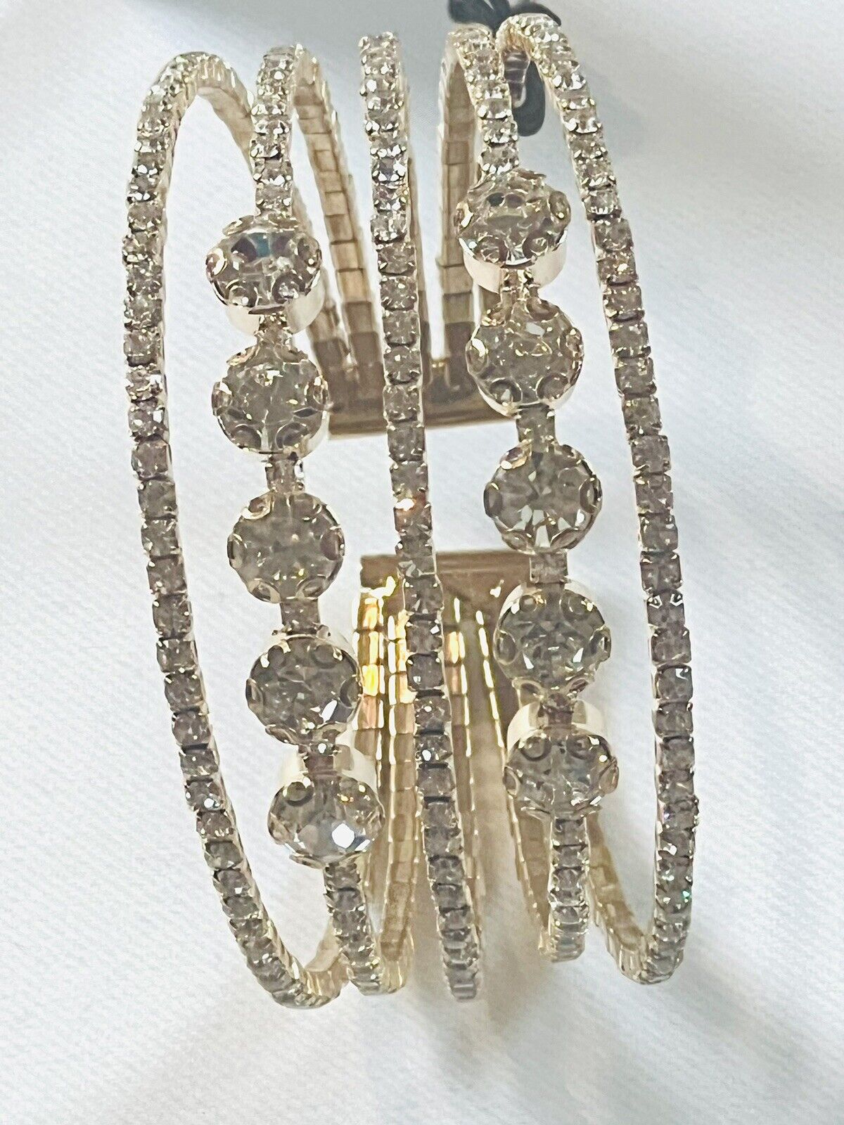 Natasha Cuff Bracelet Gold Tone Rhinestone