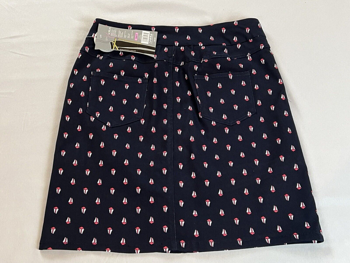 Slim-Sation Women’s Golf Skort Nautical Print Sz 6 Navy