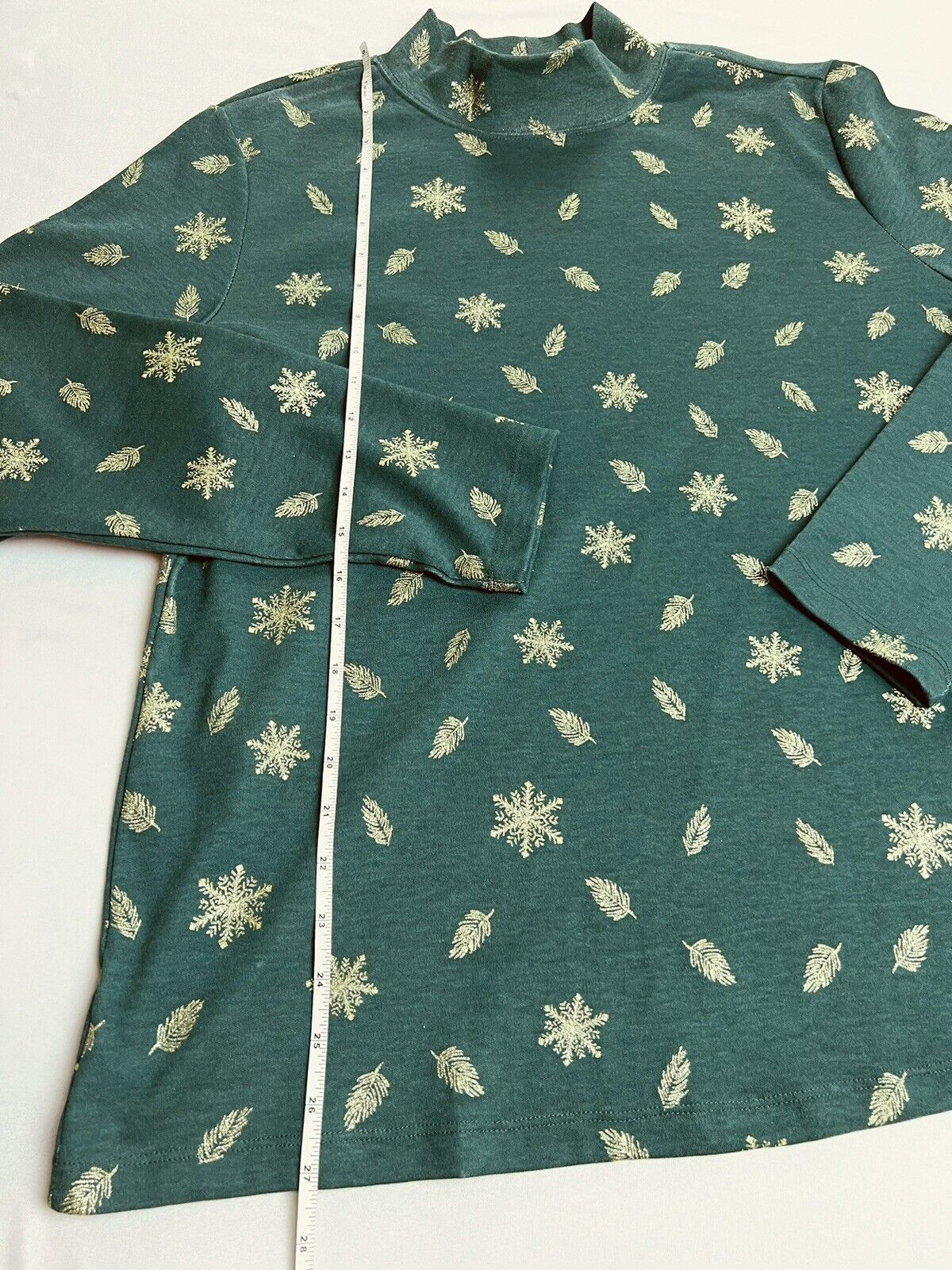 Karen Scott Women's Sweatshirt Snowflake Sweater Green Sz 1X