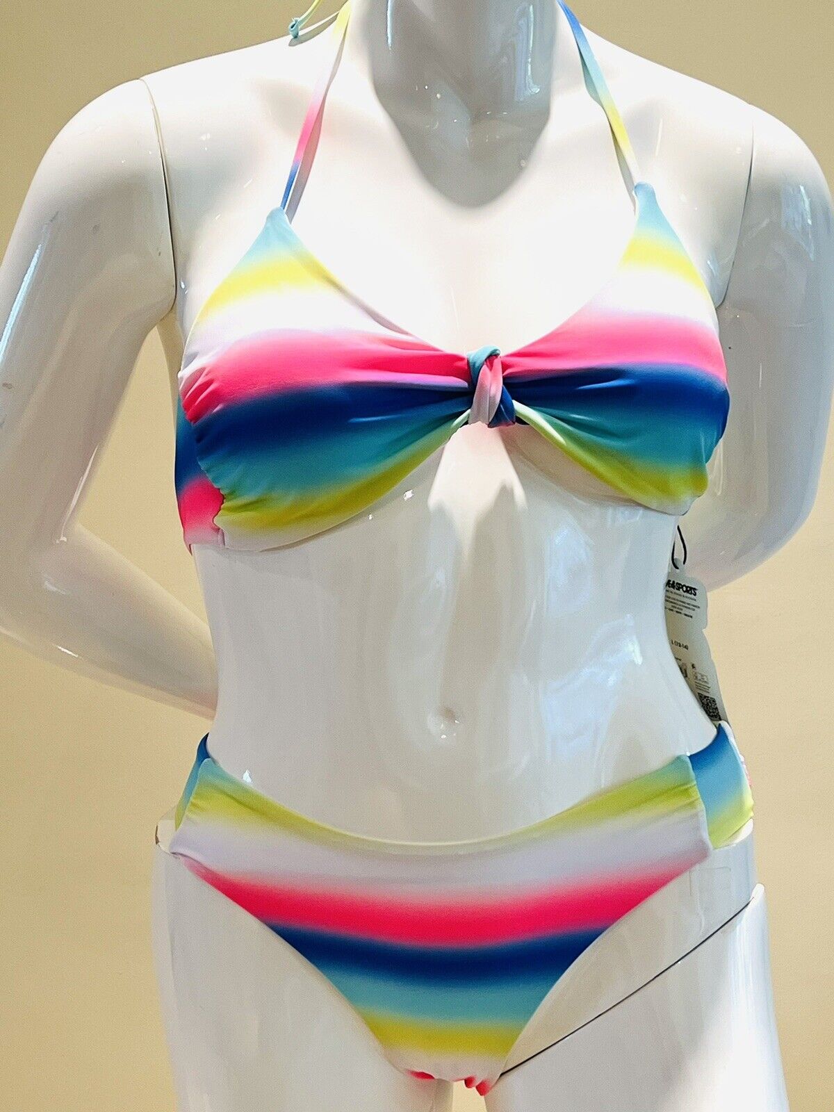 NWT WOMENS LOVE & SPORTS OMBRE STRIPE SWIM SUIT BIKINI SIZE L