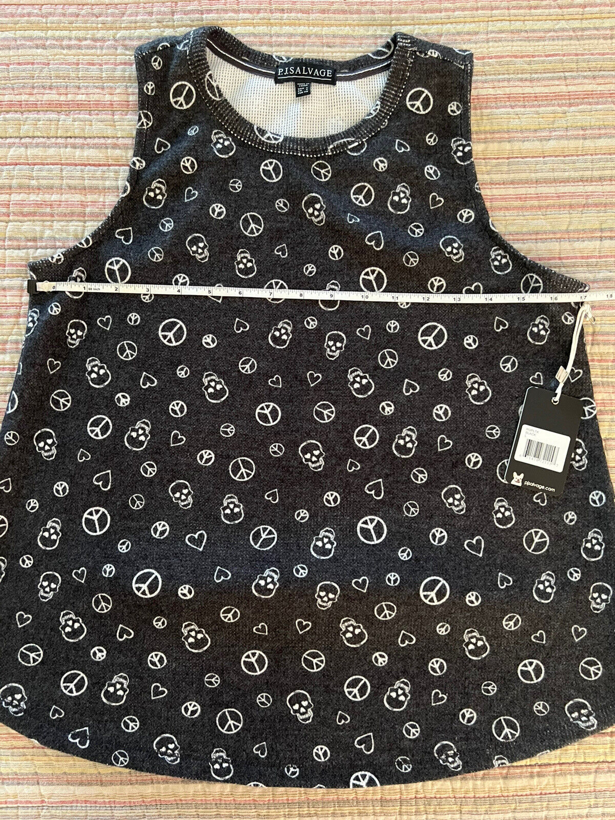 PJ Salvage Women’s Skulls & Peace Sleep/Lounge Racerback Tank Top Sz L