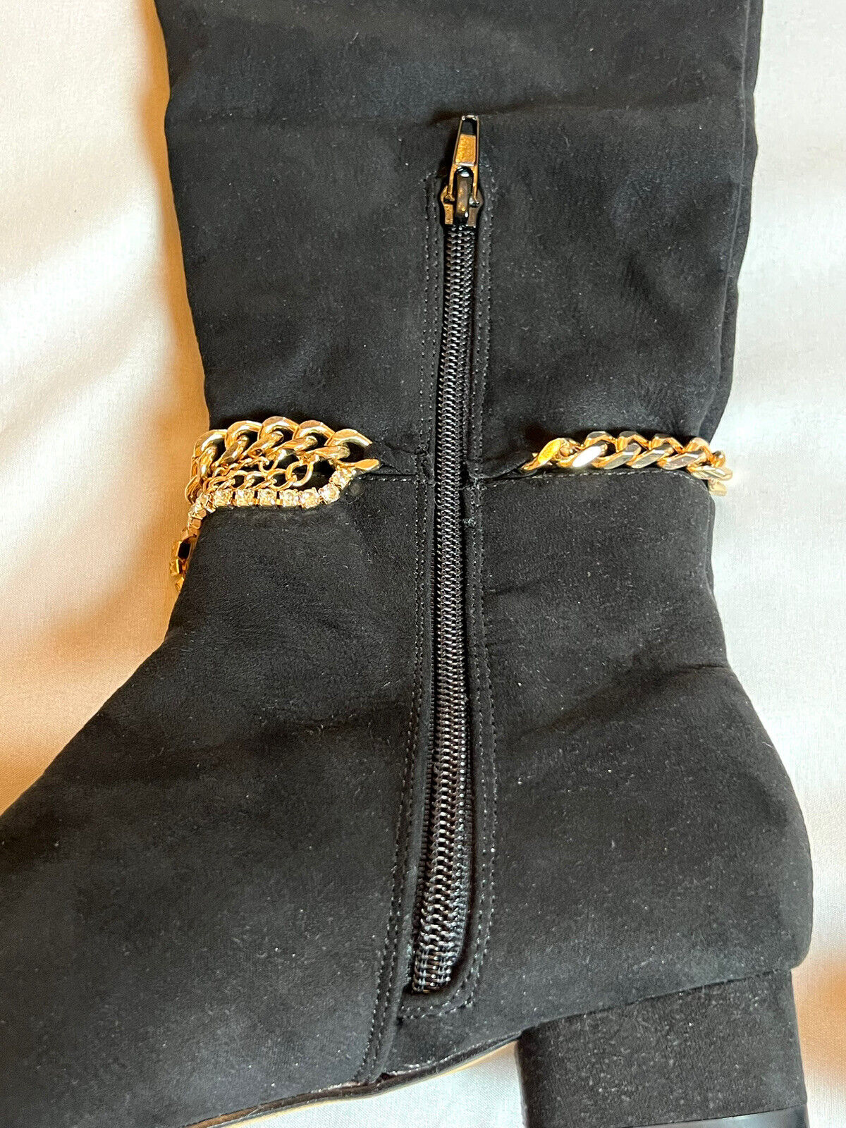 LEMONADE Women’s Knee High Boots black size 7, chain detail