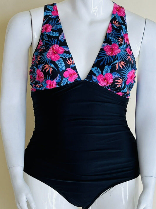 YOU DI AN Women’s Swimsuit One Piece Tummy Control Size XL  Floral Black (8)